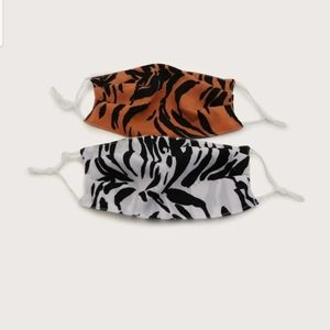 2 Pc Face Masks Zebra Print adjustable Strap
